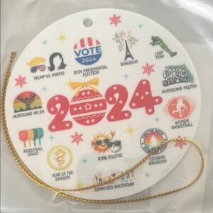 2024 Decorative Holiday Ornament Tag – Red Festive Icons